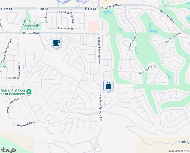 map of restaurants, bars, coffee shops, grocery stores, and more near 1661 Beaver Creek in Beaumont