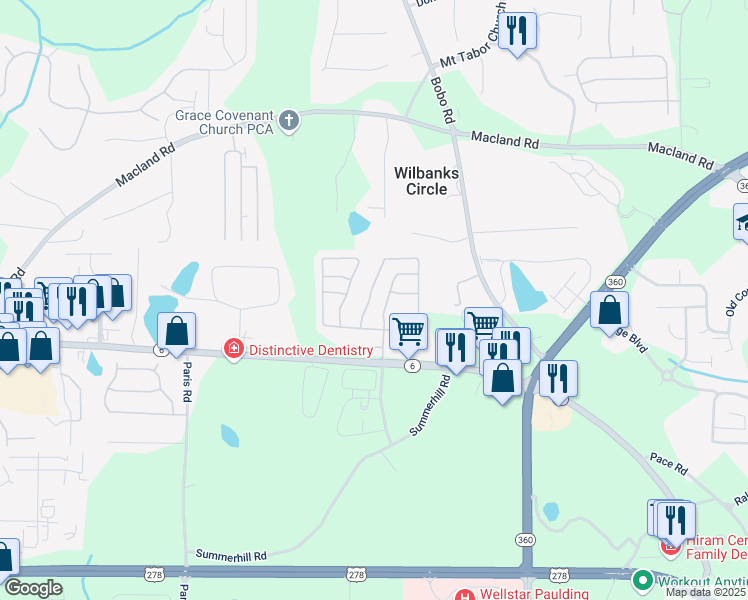 map of restaurants, bars, coffee shops, grocery stores, and more near 76 Topaz Drive in Dallas