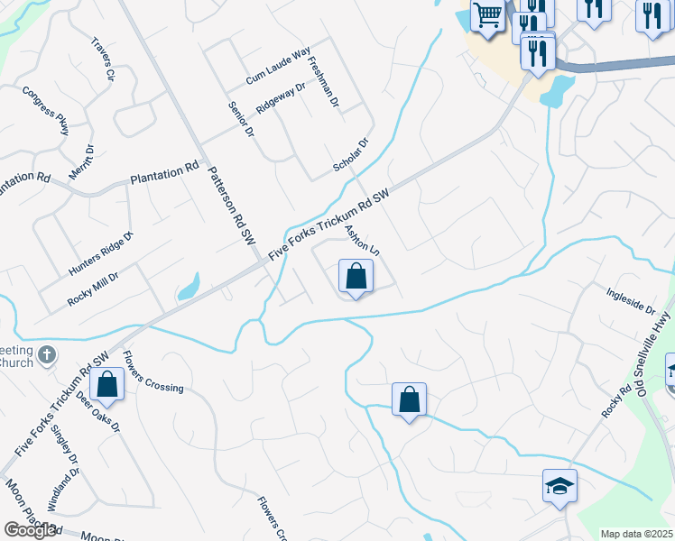 map of restaurants, bars, coffee shops, grocery stores, and more near 675 Carriage Court in Lawrenceville