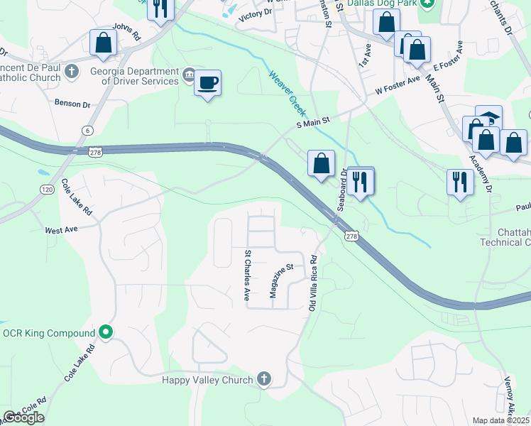 map of restaurants, bars, coffee shops, grocery stores, and more near 402 Lafayette Street in Dallas