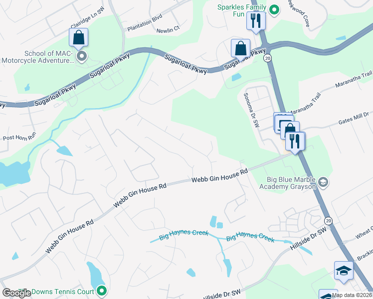 map of restaurants, bars, coffee shops, grocery stores, and more near 1311 Timbercrest Dr in Lawrenceville