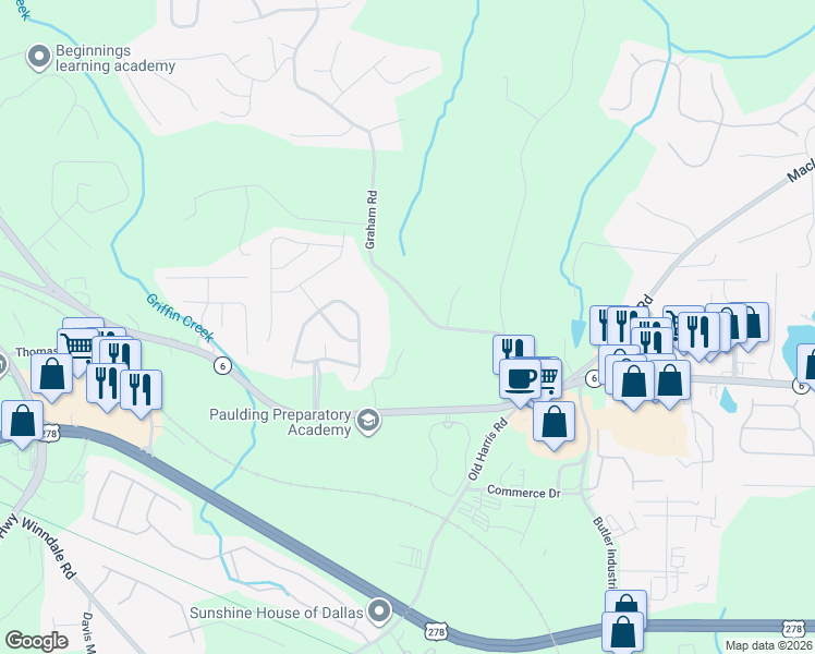map of restaurants, bars, coffee shops, grocery stores, and more near 235 Nature Path in Dallas