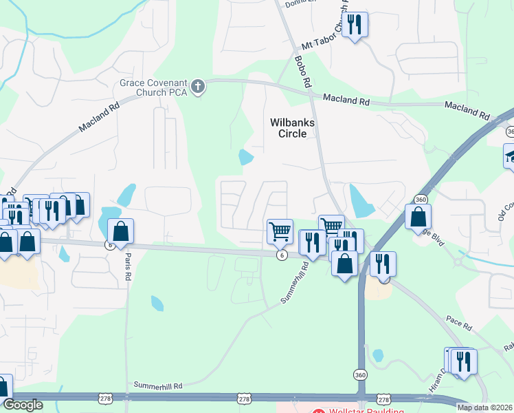 map of restaurants, bars, coffee shops, grocery stores, and more near 92 Topaz Drive in Dallas