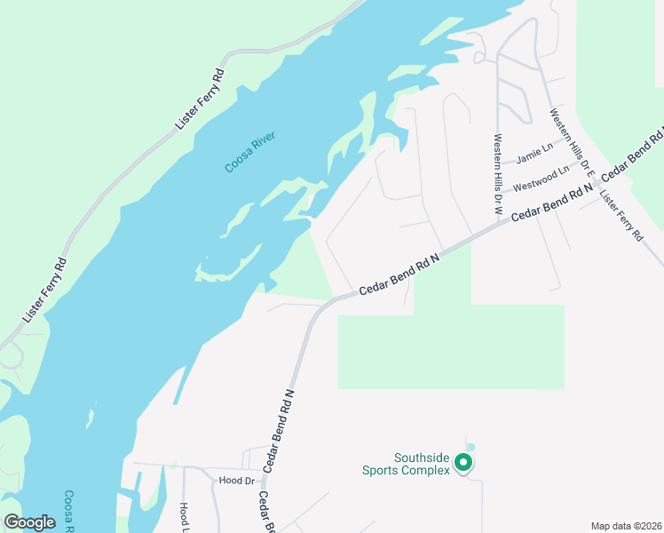 map of restaurants, bars, coffee shops, grocery stores, and more near 1038 Cedar Bend Road North in Gadsden