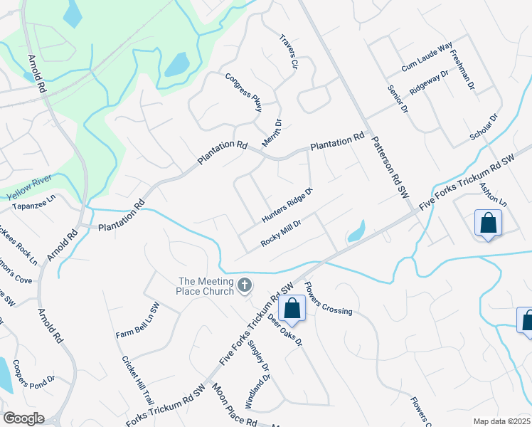 map of restaurants, bars, coffee shops, grocery stores, and more near 491 Hunters Cove Court in Lawrenceville