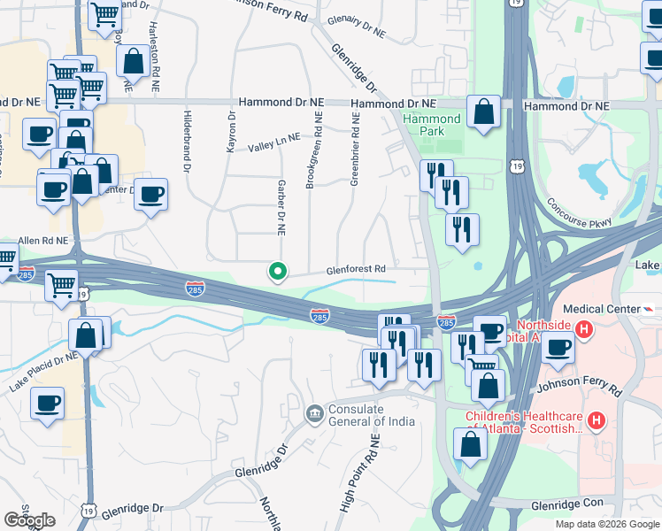 map of restaurants, bars, coffee shops, grocery stores, and more near 620 Glenforest Road in Atlanta