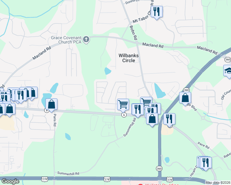 map of restaurants, bars, coffee shops, grocery stores, and more near 69 Slate Drive in Dallas