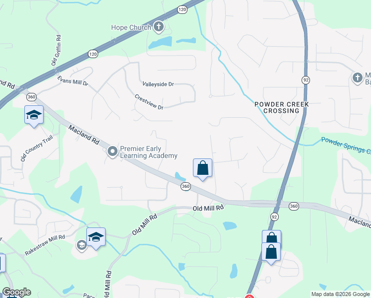 map of restaurants, bars, coffee shops, grocery stores, and more near 3089 Macland Road in Dallas