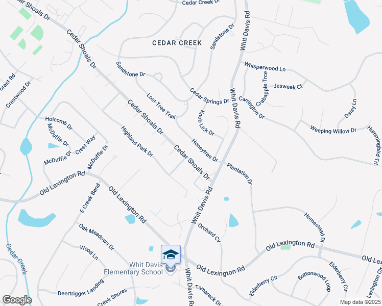 map of restaurants, bars, coffee shops, grocery stores, and more near 107 Redstone Drive in Athens