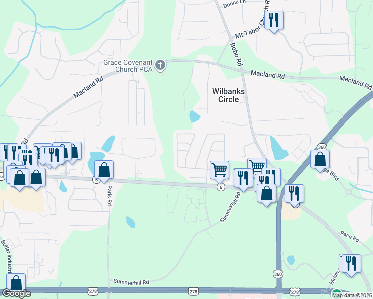 map of restaurants, bars, coffee shops, grocery stores, and more near 540 Arrowhead Drive in Dallas