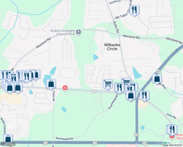 map of restaurants, bars, coffee shops, grocery stores, and more near 540 Arrowhead Drive in Dallas