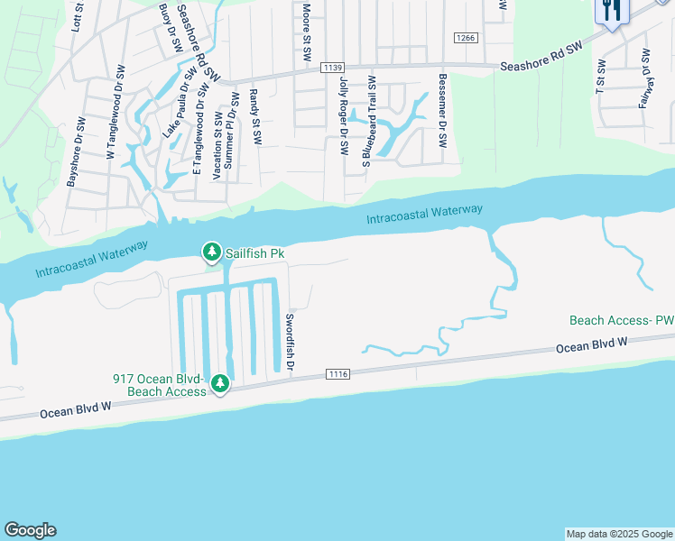map of restaurants, bars, coffee shops, grocery stores, and more near 847 Heron Landing Wynd in Holden Beach