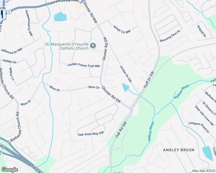 map of restaurants, bars, coffee shops, grocery stores, and more near 2977 McKenzie Drive in Lawrenceville