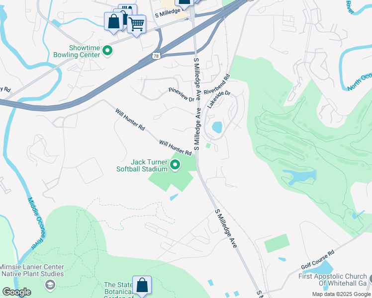 map of restaurants, bars, coffee shops, grocery stores, and more near 192 Will Hunter Road in Athens