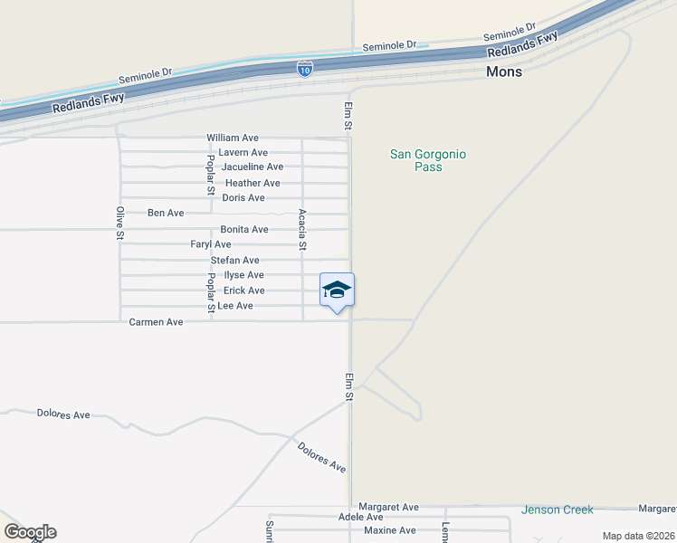 map of restaurants, bars, coffee shops, grocery stores, and more near in Cabazon