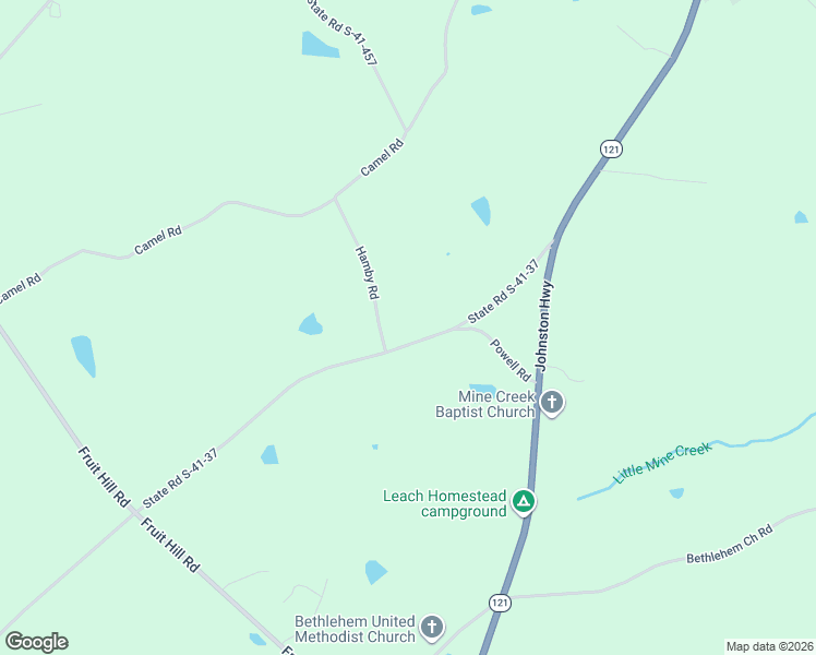 map of restaurants, bars, coffee shops, grocery stores, and more near 174 Rocky Creek Road in Johnston