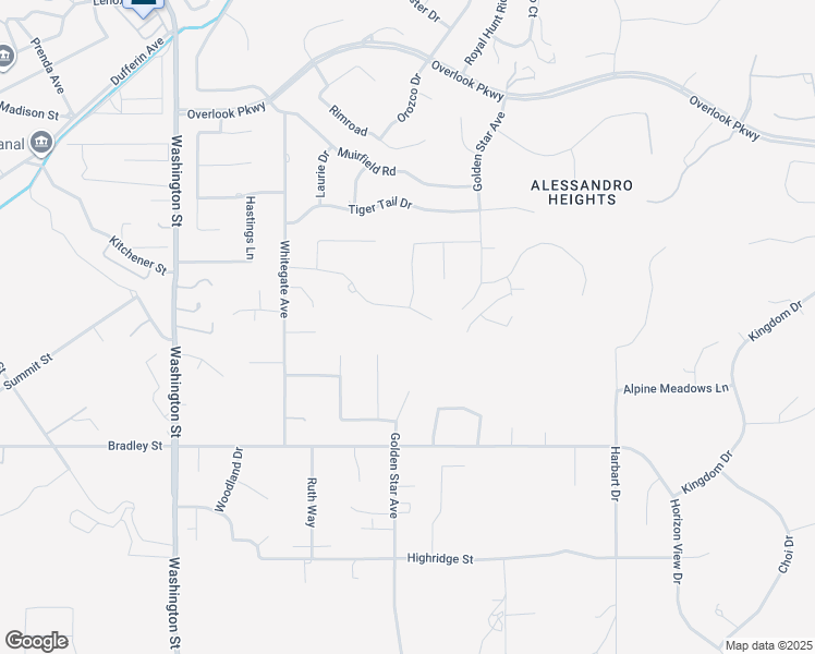 map of restaurants, bars, coffee shops, grocery stores, and more near 1268 Matterhorn Street in Riverside