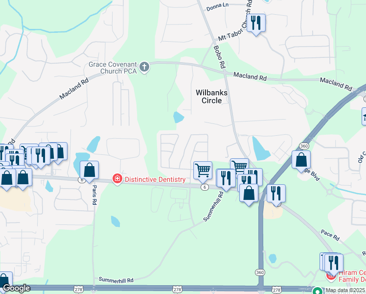 map of restaurants, bars, coffee shops, grocery stores, and more near 111 Topaz Drive in Dallas