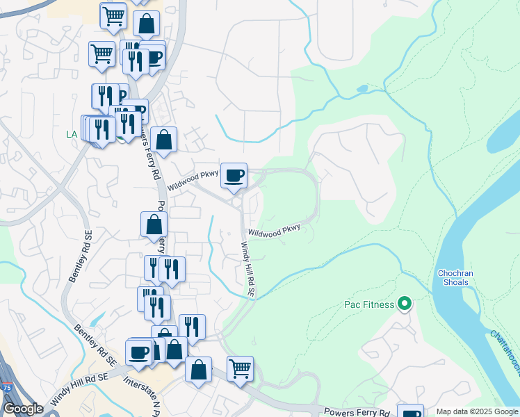 map of restaurants, bars, coffee shops, grocery stores, and more near 3176 Sonnet Walk in Atlanta