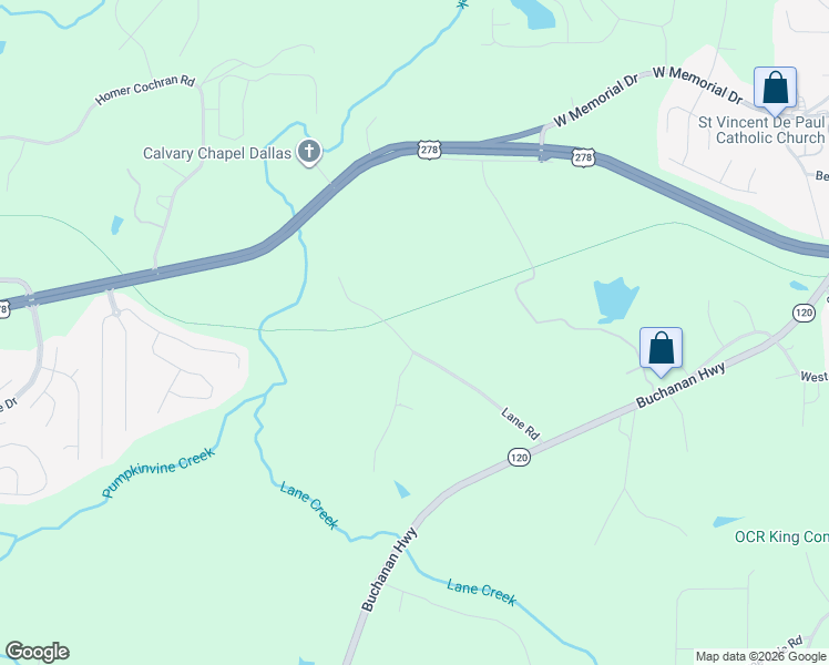 map of restaurants, bars, coffee shops, grocery stores, and more near 374 Lane Road in Dallas