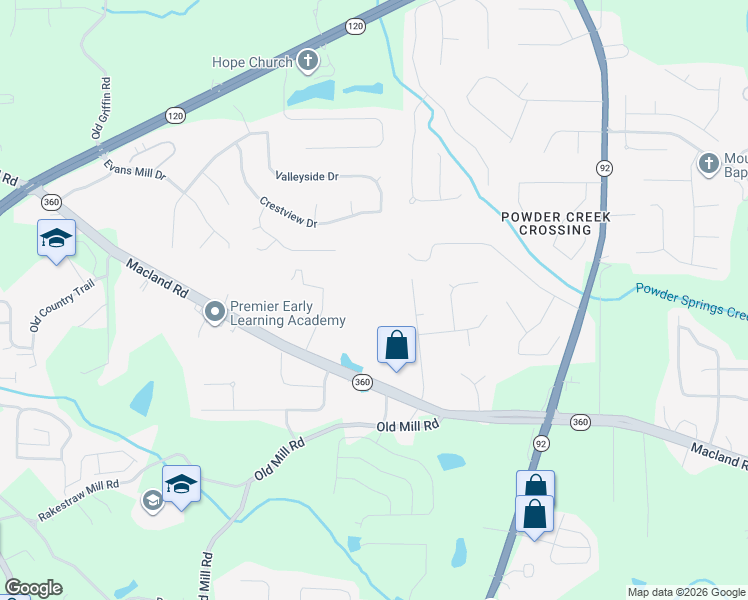 map of restaurants, bars, coffee shops, grocery stores, and more near 3089 Macland Road in Dallas