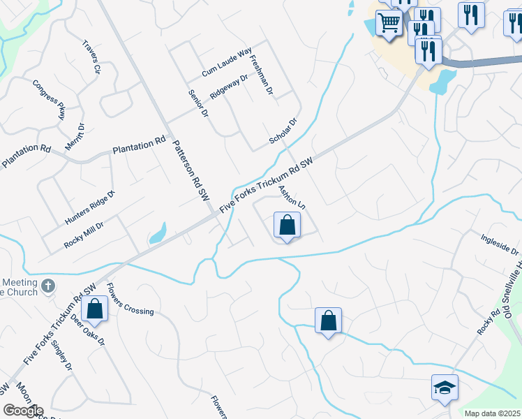map of restaurants, bars, coffee shops, grocery stores, and more near 1731 Surrey Hill Circle in Lawrenceville