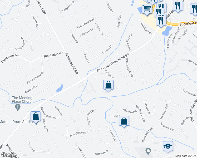 map of restaurants, bars, coffee shops, grocery stores, and more near 1820 Surrey Hill Circle in Lawrenceville
