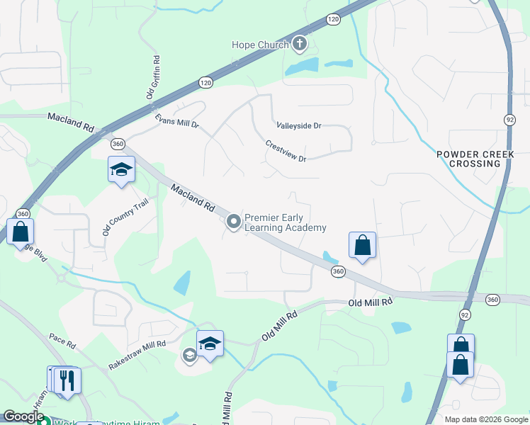 map of restaurants, bars, coffee shops, grocery stores, and more near 2805 Macland Road in Dallas