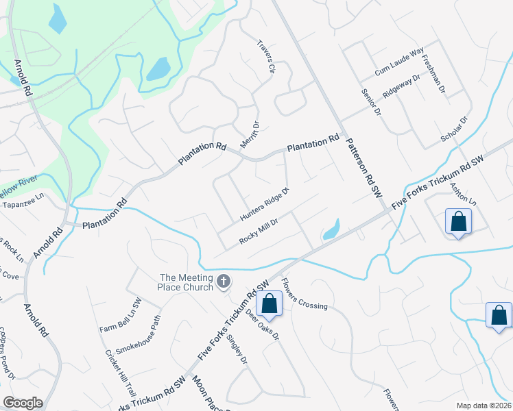 map of restaurants, bars, coffee shops, grocery stores, and more near 2001 Hunters Walk Court in Lawrenceville