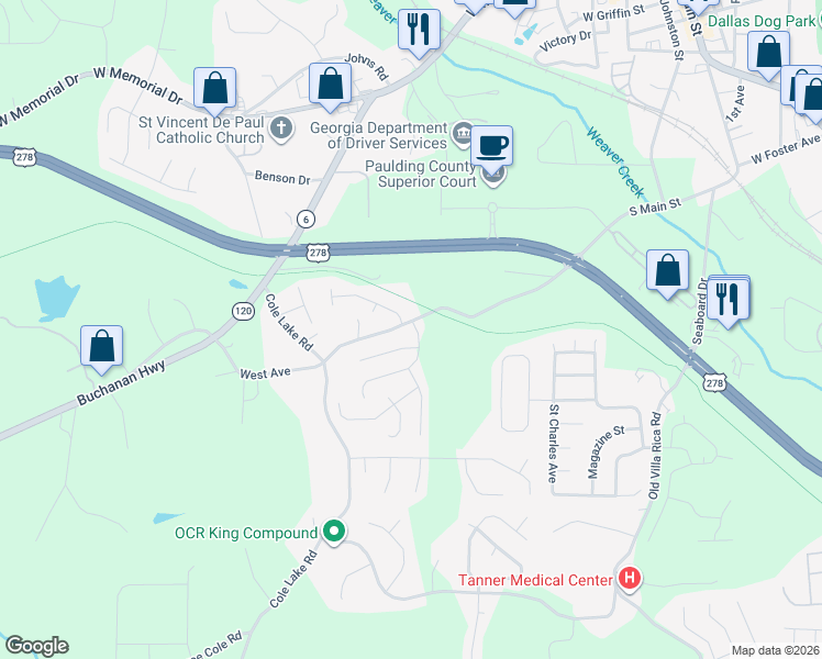map of restaurants, bars, coffee shops, grocery stores, and more near 100 Trailside Drive in Dallas