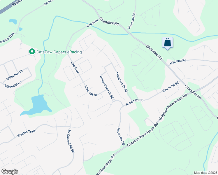 map of restaurants, bars, coffee shops, grocery stores, and more near 1740 Wheatstone Drive in Grayson