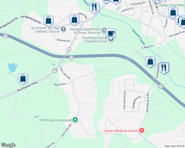 map of restaurants, bars, coffee shops, grocery stores, and more near 100 Trailside Drive in Dallas