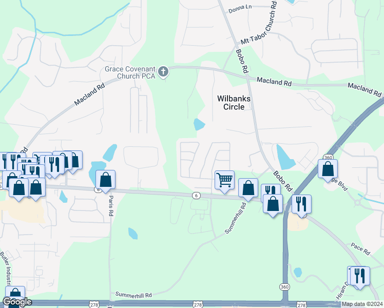 map of restaurants, bars, coffee shops, grocery stores, and more near 518 Arrowhead Drive in Dallas