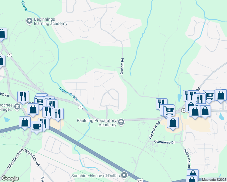 map of restaurants, bars, coffee shops, grocery stores, and more near 317 Heritage Club Circle in Dallas