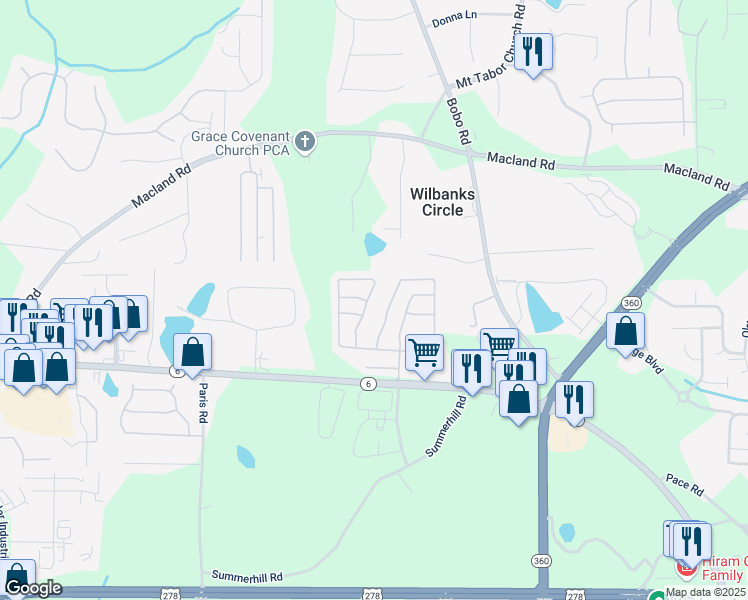 map of restaurants, bars, coffee shops, grocery stores, and more near 501 Arrowhead Drive in Dallas