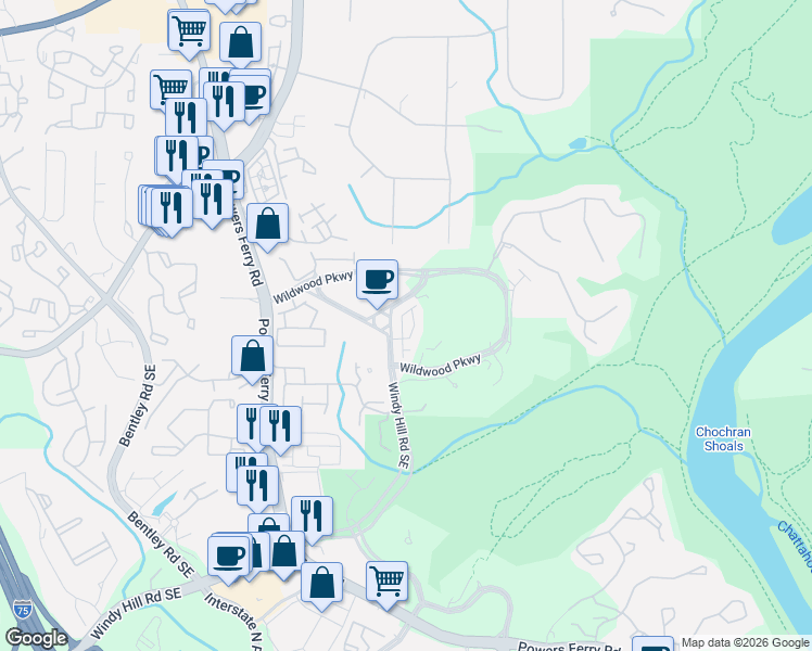 map of restaurants, bars, coffee shops, grocery stores, and more near 3176 Sonnet Walk in Atlanta