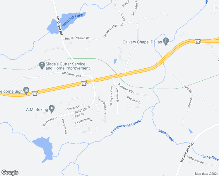 map of restaurants, bars, coffee shops, grocery stores, and more near 108 West Skyline View in Dallas