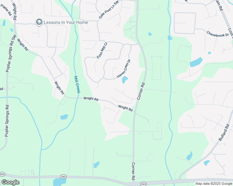 map of restaurants, bars, coffee shops, grocery stores, and more near 5301 Cedar Mill Drive in Powder Springs