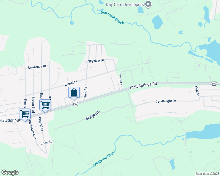 map of restaurants, bars, coffee shops, grocery stores, and more near 4944 Platt Springs Road in West Columbia