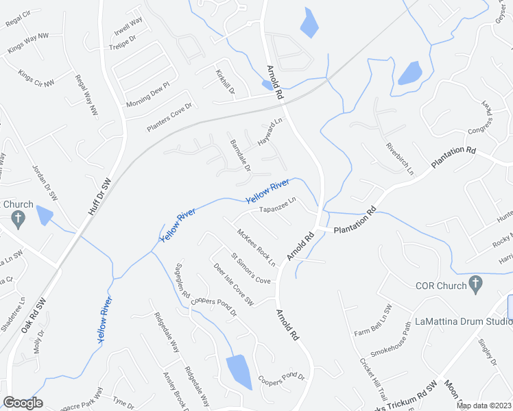 map of restaurants, bars, coffee shops, grocery stores, and more near 2369 Tapanzee Lane in Lawrenceville