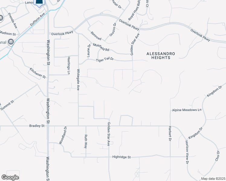 map of restaurants, bars, coffee shops, grocery stores, and more near 1268 Matterhorn Street in Riverside