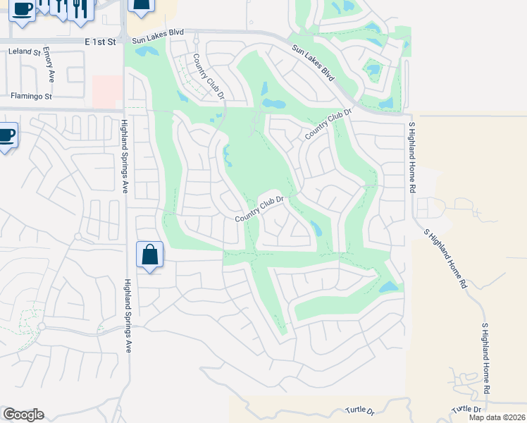 map of restaurants, bars, coffee shops, grocery stores, and more near 1378 Snead Street in Banning