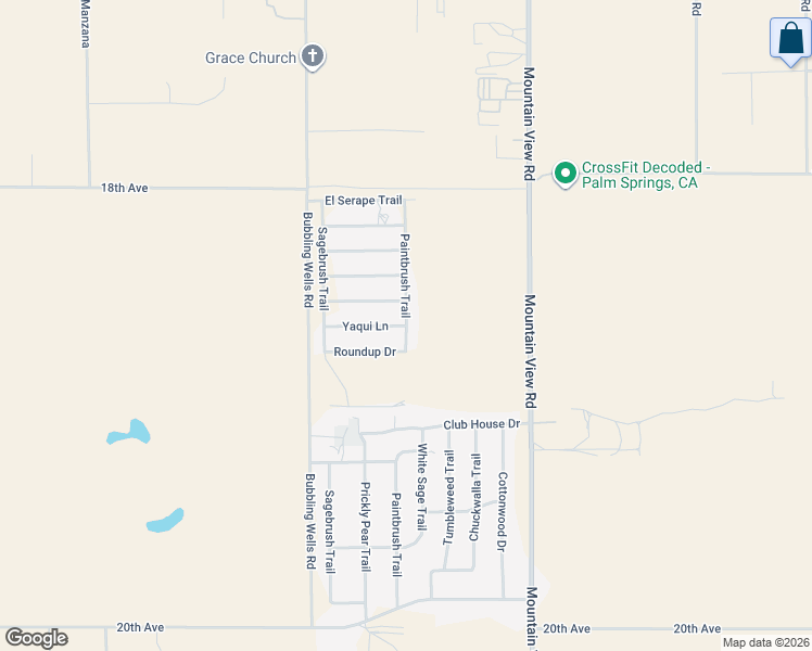map of restaurants, bars, coffee shops, grocery stores, and more near Yaqui Lane in Desert Hot Springs