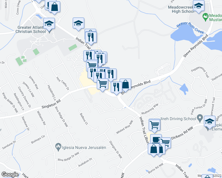 map of restaurants, bars, coffee shops, grocery stores, and more near 1231 Indian Trail Lilburn Rd in Norcross