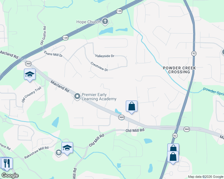 map of restaurants, bars, coffee shops, grocery stores, and more near 172 Hearthwood Place in Dallas