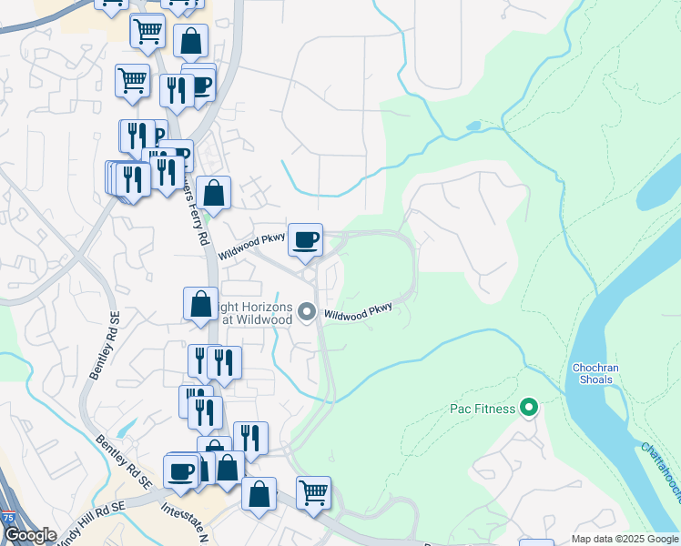 map of restaurants, bars, coffee shops, grocery stores, and more near 3208 Sonnet Walk in Atlanta