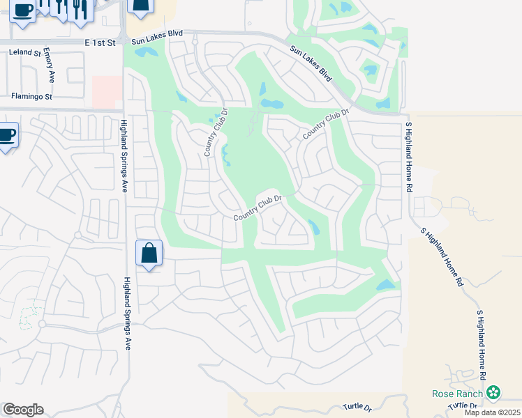 map of restaurants, bars, coffee shops, grocery stores, and more near 5565 Rodriguez Avenue in Banning