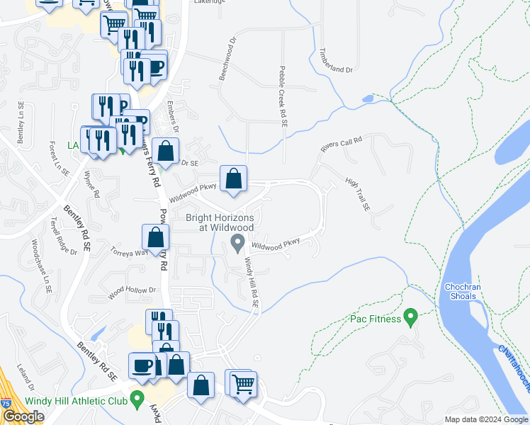 map of restaurants, bars, coffee shops, grocery stores, and more near 3208 Sonnet Walk in Atlanta