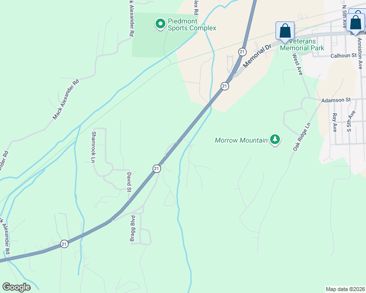 map of restaurants, bars, coffee shops, grocery stores, and more near 10994 Alabama 21 in Piedmont