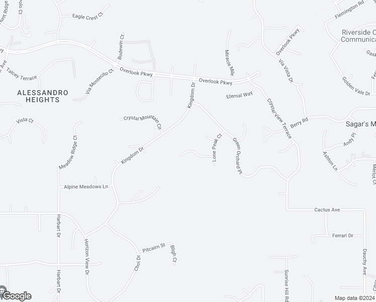 map of restaurants, bars, coffee shops, grocery stores, and more near 670 Mountain House Drive in Riverside